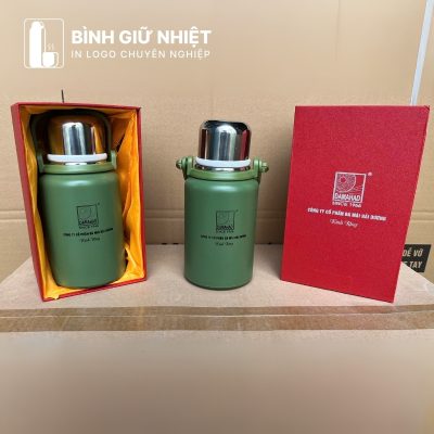 Bình giữ nhiệt quà tặng in logo 4 màu có quai xách dung tích 600ml BGN-14