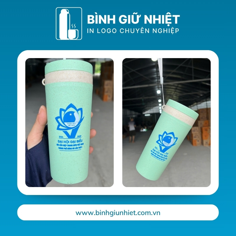 Bình nước nhựa quà tặng in logo lúa mạch dung tích 400ml BNN-01