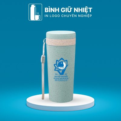 Bình nước nhựa quà tặng in logo lúa mạch dung tích 400ml BNN-01