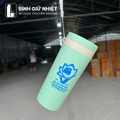 Bình nước nhựa quà tặng in logo lúa mạch dung tích 400ml BNN-01