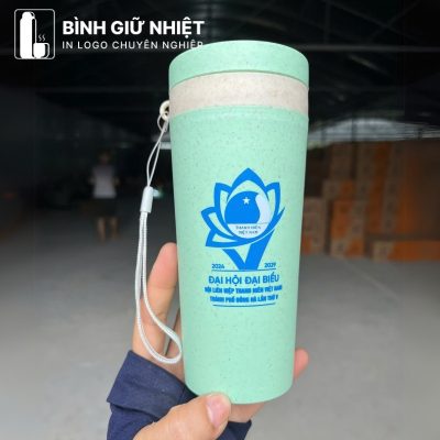 Bình nước nhựa quà tặng in logo lúa mạch dung tích 400ml BNN-01