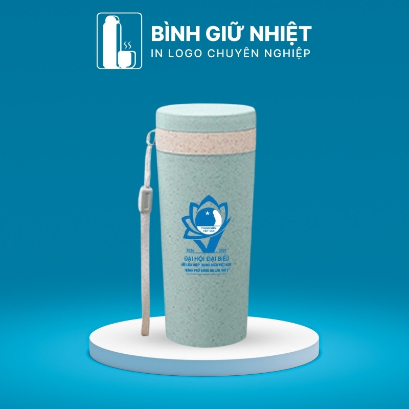 Bình nước nhựa quà tặng in logo lúa mạch dung tích 400ml BNN-01