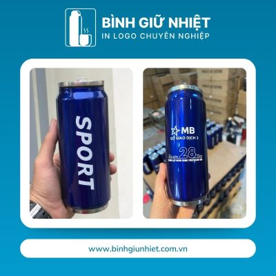 Bình giữ nhiệt lon nước quà tặng in logo màu xanh dương dung tích 400ml BGN-30