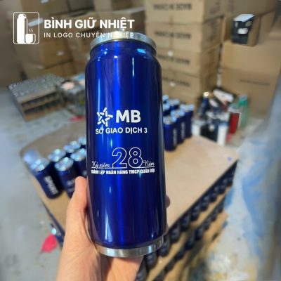 Bình giữ nhiệt lon nước quà tặng in logo màu xanh dương dung tích 400ml BGN-30