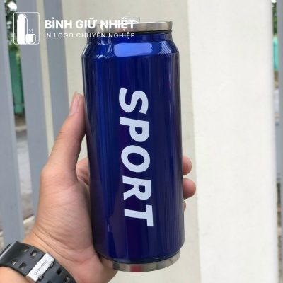 Bình giữ nhiệt lon nước quà tặng in logo màu xanh dương dung tích 400ml BGN-30