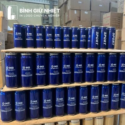 Bình giữ nhiệt lon nước quà tặng in logo màu xanh dương dung tích 400ml BGN-30