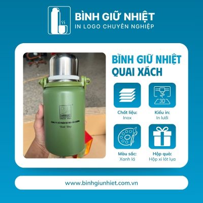 Bình giữ nhiệt quà tặng in logo có quai xách dung tích 600ml BGN-14