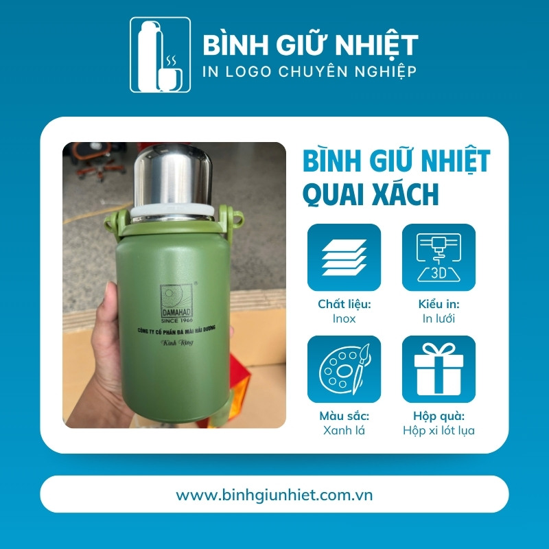 Bình giữ nhiệt quà tặng in logo có quai xách dung tích 600ml BGN-14