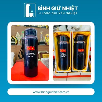 Bình giữ nhiệt quà tặng in logo có quai xách màu xanh dương dung tích 1000ml BGN-27