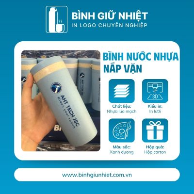 Bình nước nhựa quà tặng in logo nắp vặn dung tích 400ml BNN-01