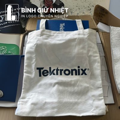 Bộ Giftset quà tặng in logo gồm bình giữ nhiệt quai xách 500ml và túi vải canvas BGS-17