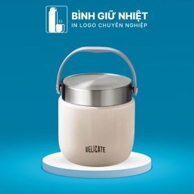 Hộp đựng cơm văn phòng quà tặng in logo có quai xách hộp tròn dung tích 1.5L HC-10
