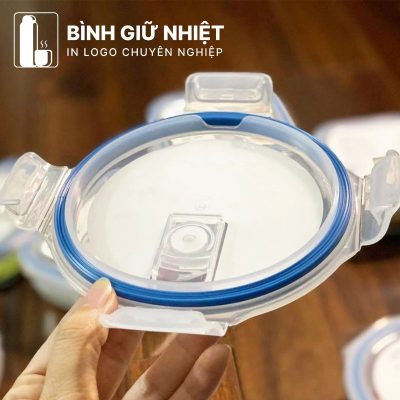 Hộp đựng cơm văn phòng quà tặng in logo thương hiệu Nikko thủy tinh dáng tròn dung tích 620ml HC-11