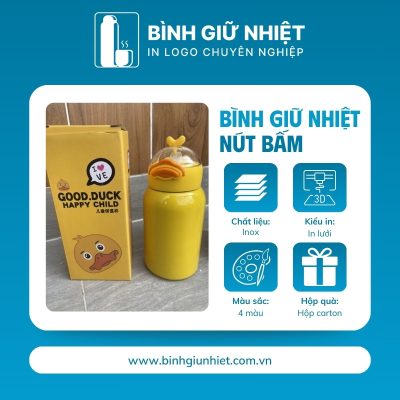 Bình giữ nhiệt quà tặng in logo hình con vịt dung tích 350ml BGN-52