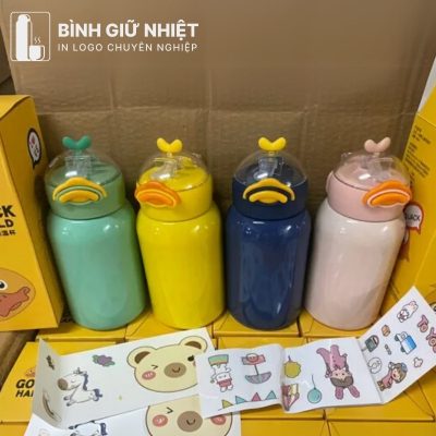 Bình giữ nhiệt quà tặng in logo hình con vịt dung tích 350ml BGN-52