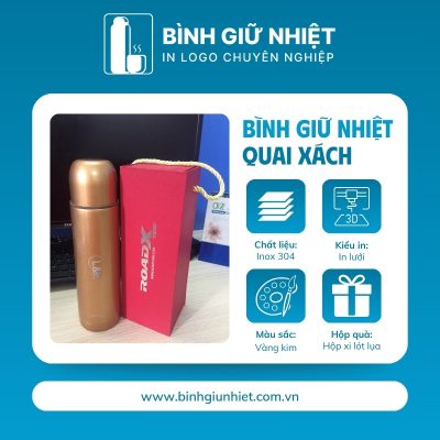 Bình giữ nhiệt quà tặng in logo Lock&Lock màu vàng kim dung tích 500ml BGN-35