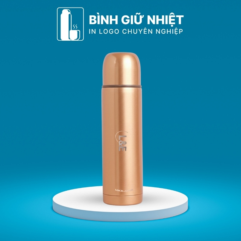 Bình giữ nhiệt quà tặng in logo Lock&Lock màu vàng kim dung tích 500ml BGN-35