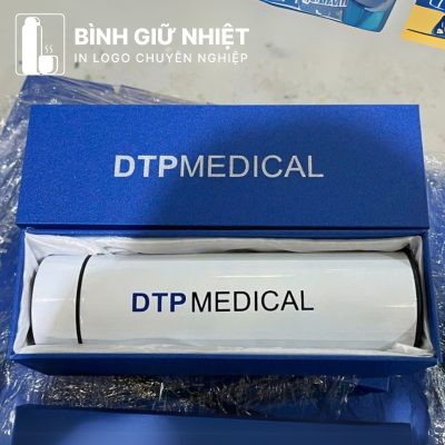 Bình giữ nhiệt quà tặng in logo màu trắng nắp vặn dung tích 500ml BGN-36