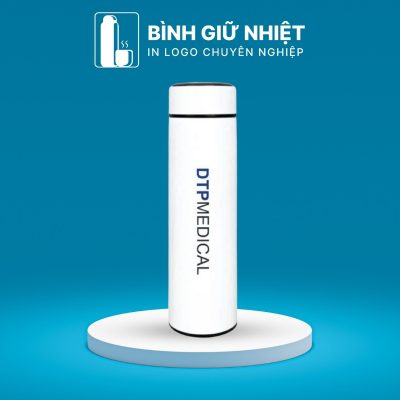 Bình giữ nhiệt quà tặng in logo màu trắng nắp vặn dung tích 500ml BGN-36