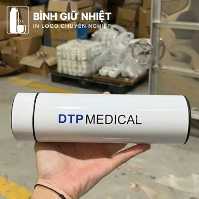 Bình giữ nhiệt quà tặng in logo màu trắng nắp vặn dung tích 500ml BGN-36