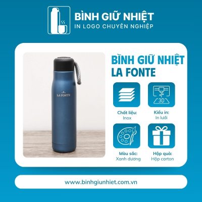 Bình giữ nhiệt quà tặng in logo thương hiệu La Fonte có dây xách dung tích 500ml BGN-50