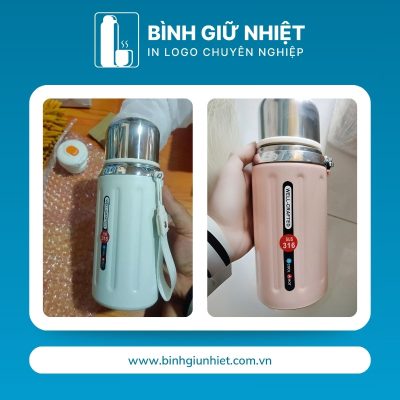Bình giữ nhiệt quà tặng in logo thương hiệu La Fonte có dây xách dung tích 800ml BGN-51
