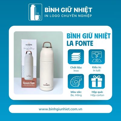 Bình giữ nhiệt quà tặng in logo thương hiệu La Fonte có quai xách dung tích 350ml BGN-43