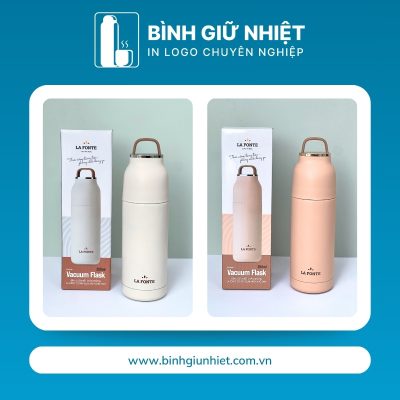 Bình giữ nhiệt quà tặng in logo thương hiệu La Fonte có quai xách dung tích 350ml BGN-43