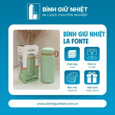 Bình giữ nhiệt quà tặng in logo thương hiệu La Fonte có quai xách dung tích 450ml BGN-39