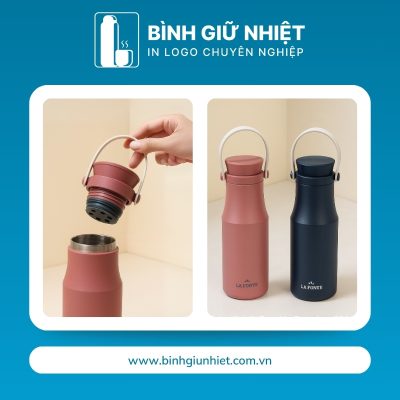 Bình giữ nhiệt quà tặng in logo thương hiệu La Fonte có quai xách dung tích 470ml BGN-41