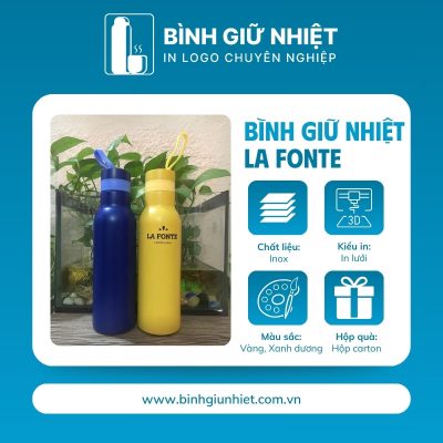 Bình giữ nhiệt quà tặng in logo thương hiệu La Fonte có quai xách dung tích 500ml BGN-45