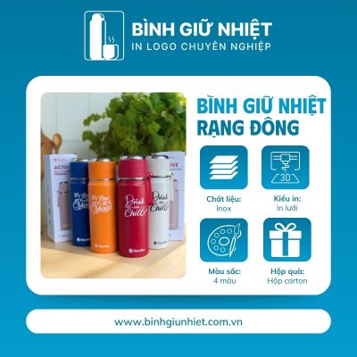 Bình giữ nhiệt quà tặng in logo thương hiệu Rạng Đông có quai xách dung tích 500ml BGN-53