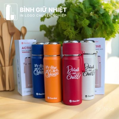 Bình giữ nhiệt quà tặng in logo thương hiệu Rạng Đông có quai xách dung tích 500ml BGN-53