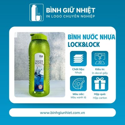 Bình nước nhựa quà tặng in logo thương hiệu Lock&Lock nút vặn dung tích 1.5L BNN-06