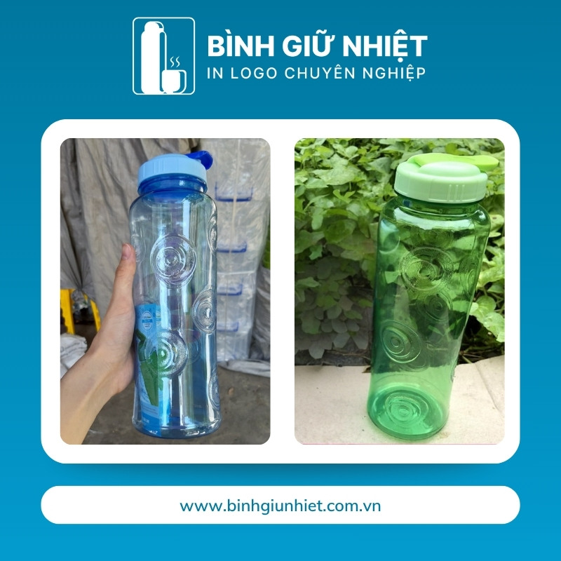 Bình nước nhựa quà tặng in logo thương hiệu Song Long nút vặn dung tích 1L BNN-07