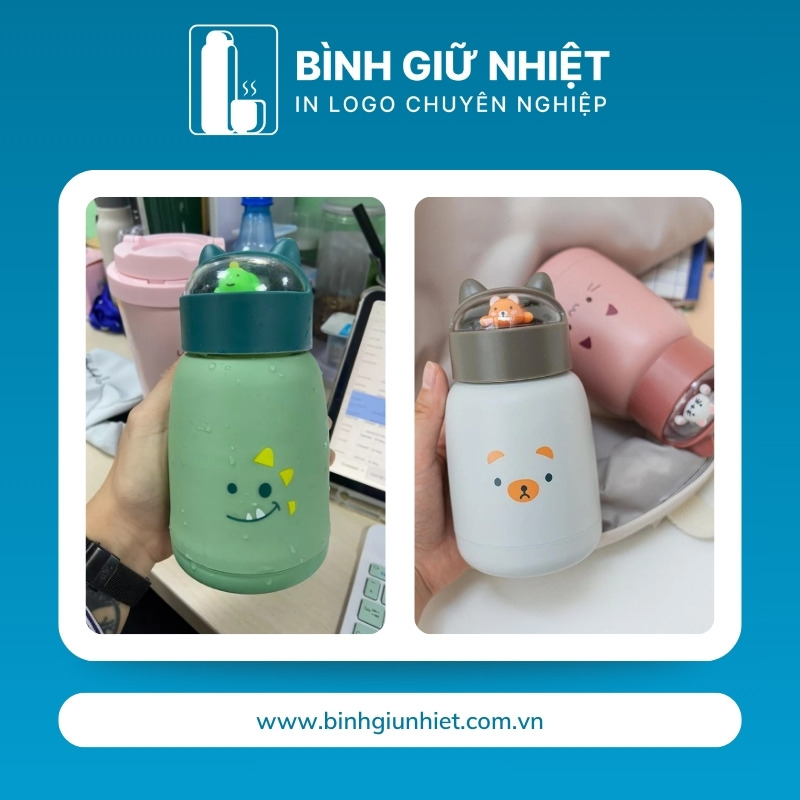 Bình thủy tinh bọc nhựa quà tặng in logo 4 màu dung tích 360ml BTT-09