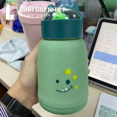 Bình thủy tinh bọc nhựa quà tặng in logo 4 màu dung tích 360ml BTT-09