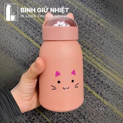 Bình thủy tinh bọc nhựa quà tặng in logo 4 màu dung tích 360ml BTT-09