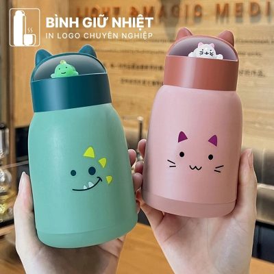 Bình thủy tinh bọc nhựa quà tặng in logo 4 màu dung tích 360ml BTT-09