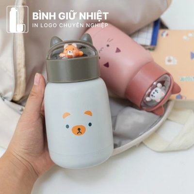 Bình thủy tinh bọc nhựa quà tặng in logo 4 màu dung tích 360ml BTT-09