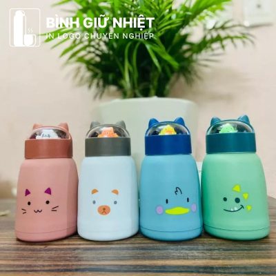 Bình thủy tinh bọc nhựa quà tặng in logo 4 màu dung tích 360ml BTT-09