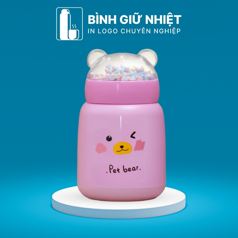 Bình thủy tinh bọc nhựa quà tặng in logo 4 màu dung tích 380ml BTT-10