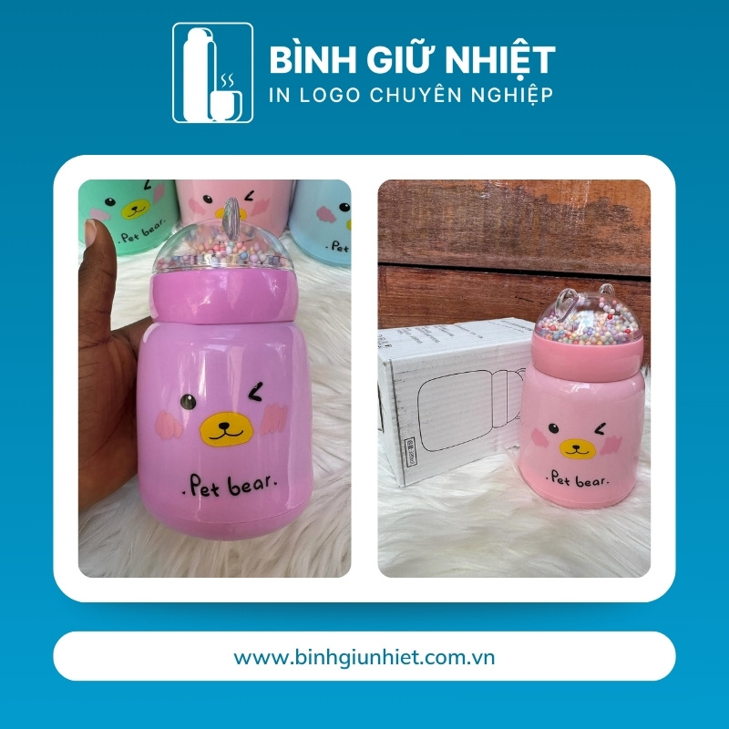 Bình thủy tinh bọc nhựa quà tặng in logo 4 màu dung tích 380ml BTT-10