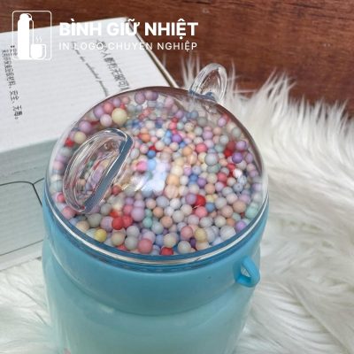 Bình thủy tinh bọc nhựa quà tặng in logo 4 màu dung tích 380ml BTT-10