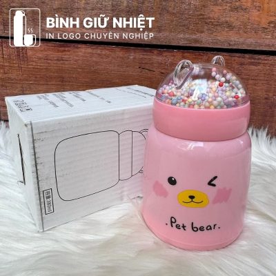 Bình thủy tinh bọc nhựa quà tặng in logo 4 màu dung tích 380ml BTT-10