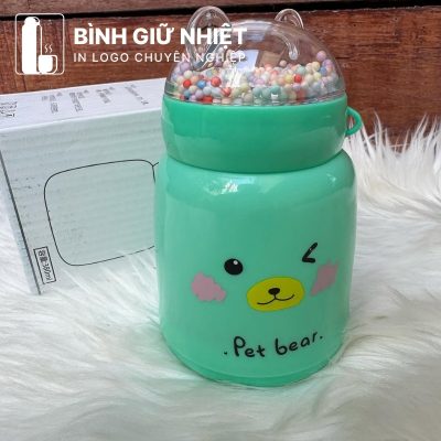 Bình thủy tinh bọc nhựa quà tặng in logo 4 màu dung tích 380ml BTT-10