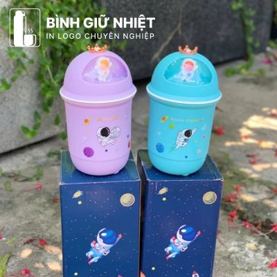 Bình thủy tinh bọc nhựa quà tặng in logo 4 màu dung tích 380ml BTT-08