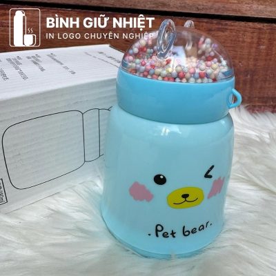 Bình thủy tinh bọc nhựa quà tặng in logo 4 màu dung tích 380ml BTT-10