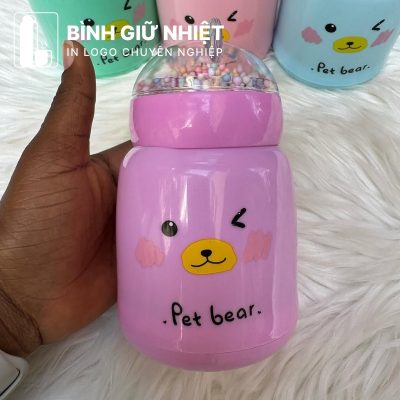 Bình thủy tinh bọc nhựa quà tặng in logo 4 màu dung tích 380ml BTT-10