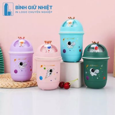 Bình thủy tinh bọc nhựa quà tặng in logo 4 màu dung tích 380ml BTT-08